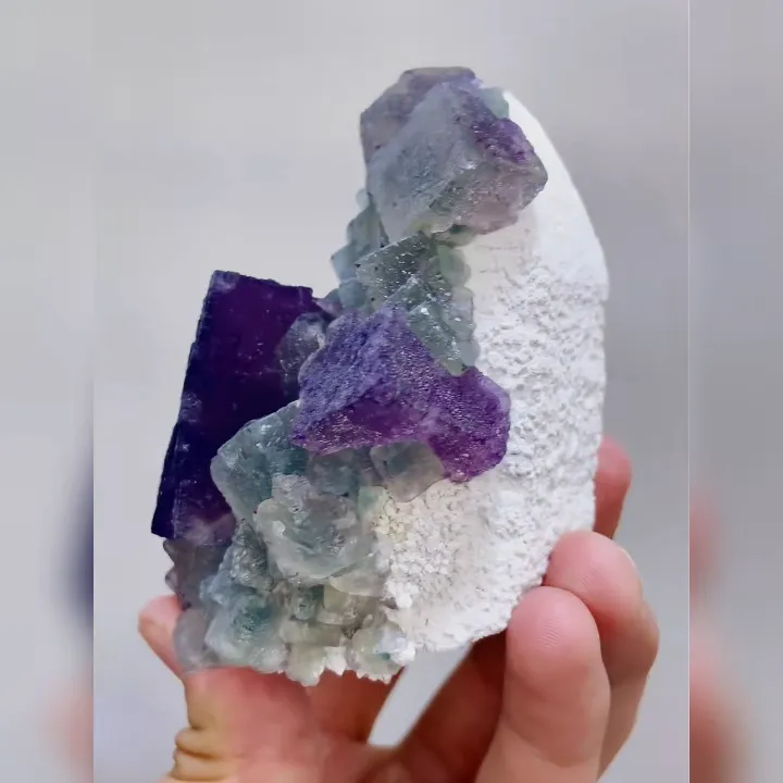 Natural Purple Cubic Fluorite and Quartz Symbiosis comes from Inner Mongolia,China 70*85*60MM - image 6