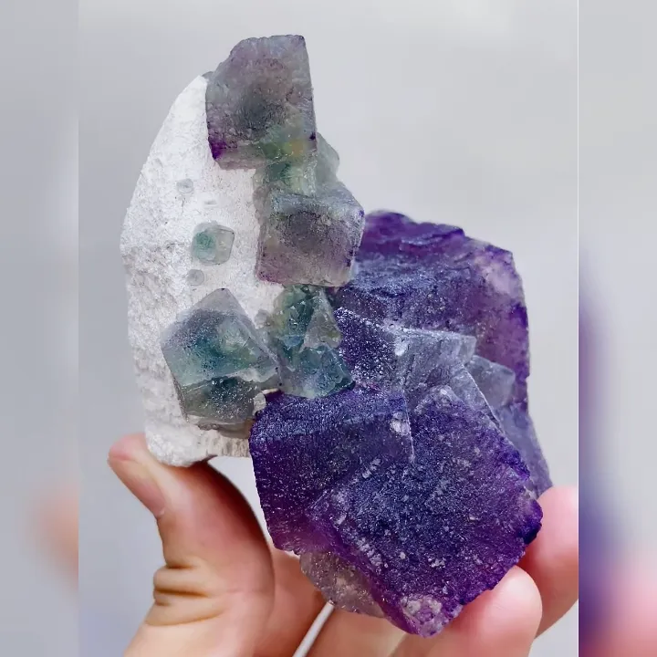 Natural Purple Cubic Fluorite and Quartz Symbiosis comes from Inner Mongolia,China 70*85*60MM - image 3