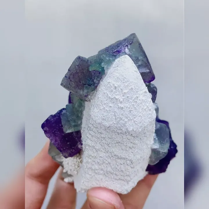 Natural Purple Cubic Fluorite and Quartz Symbiosis comes from Inner Mongolia,China 70*85*60MM - image 4