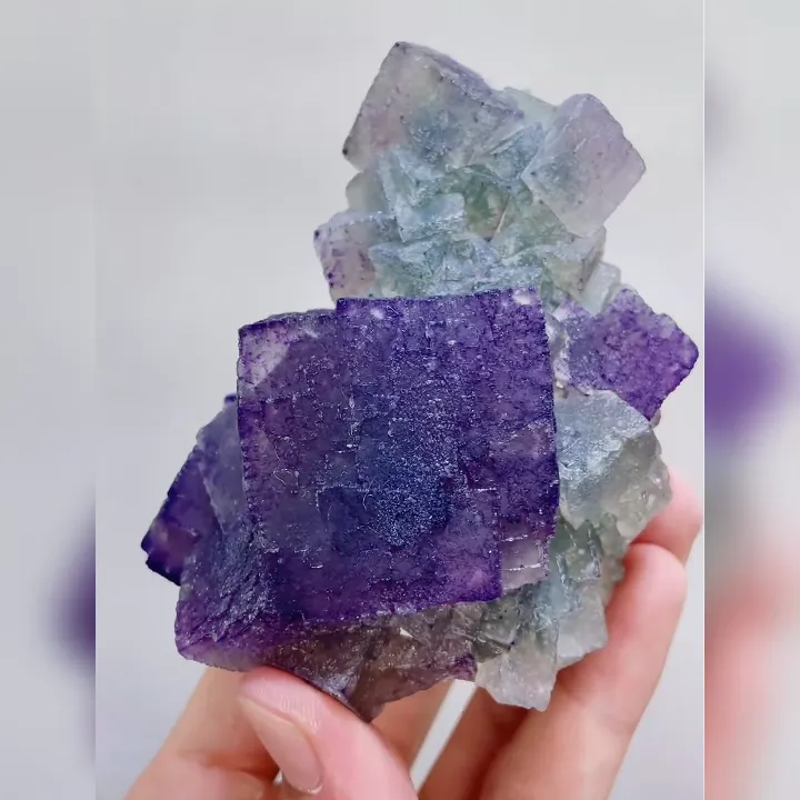 Natural Purple Cubic Fluorite and Quartz Symbiosis comes from Inner Mongolia,China 70*85*60MM - image 5