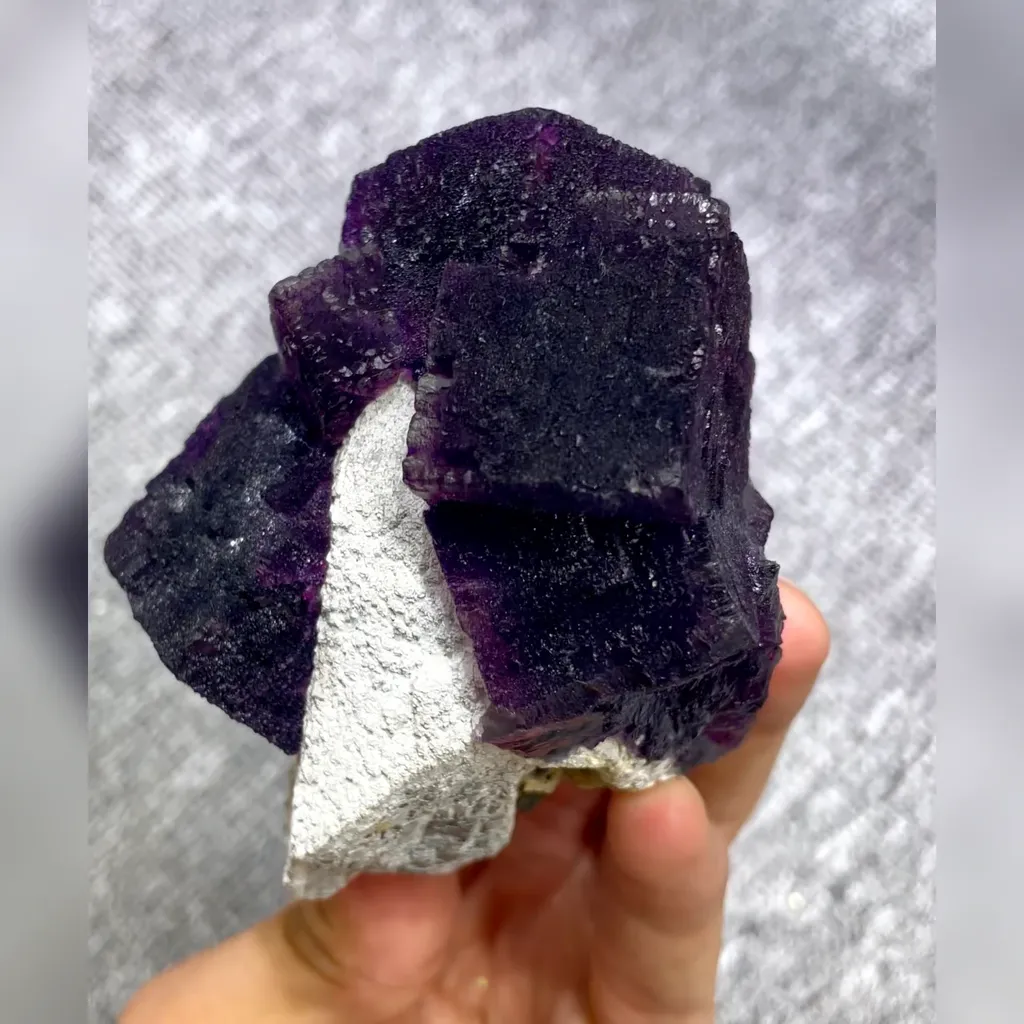 Natural Purple Cubic Fluorite and Quartz Symbiosis comes from Inner Mongolia,China 70*90*45MM image