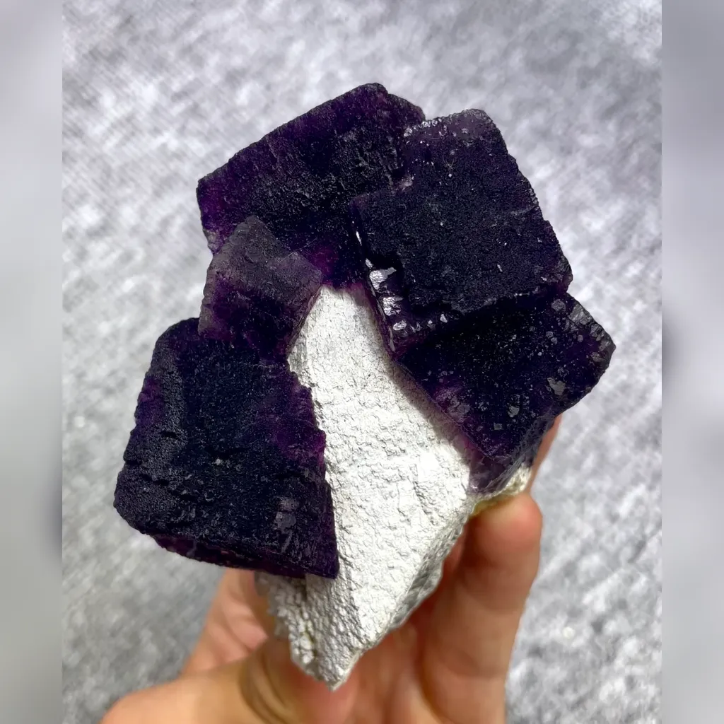 Natural Purple Cubic Fluorite and Quartz Symbiosis comes from Inner Mongolia,China 70*90*45MM - image 6