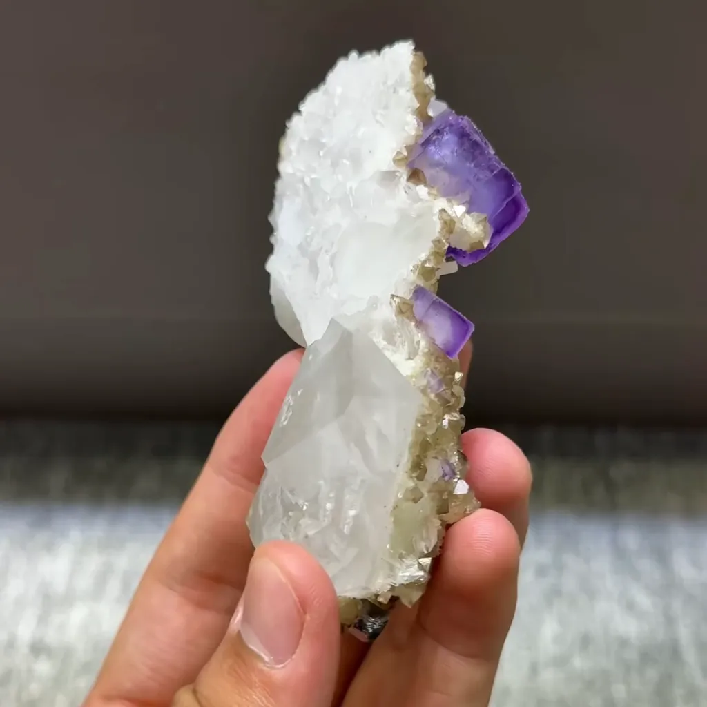 Natural Purple Cubic Fluorite and Quartz Symbiosis comes from  Yaogangxian,China 90*60*30MM - image 2
