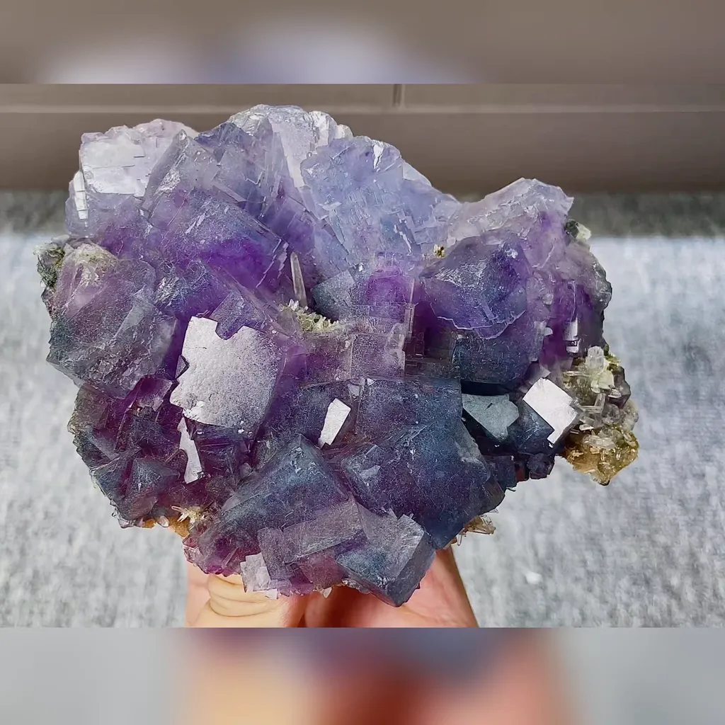 Natural Purple Cubic Fluorite and Quartz Symbiosis comes from Yaogangxian,Hunan 130*100*35MM image
