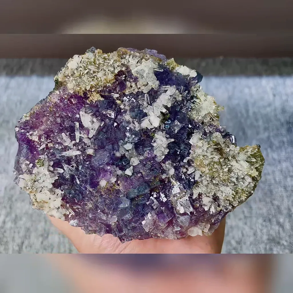 Natural Purple Cubic Fluorite and Quartz Symbiosis comes from Yaogangxian,Hunan 130*100*35MM - image 4