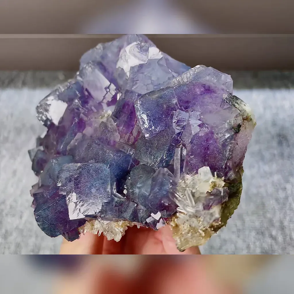Natural Purple Cubic Fluorite and Quartz Symbiosis comes from Yaogangxian,Hunan 130*100*35MM - image 2
