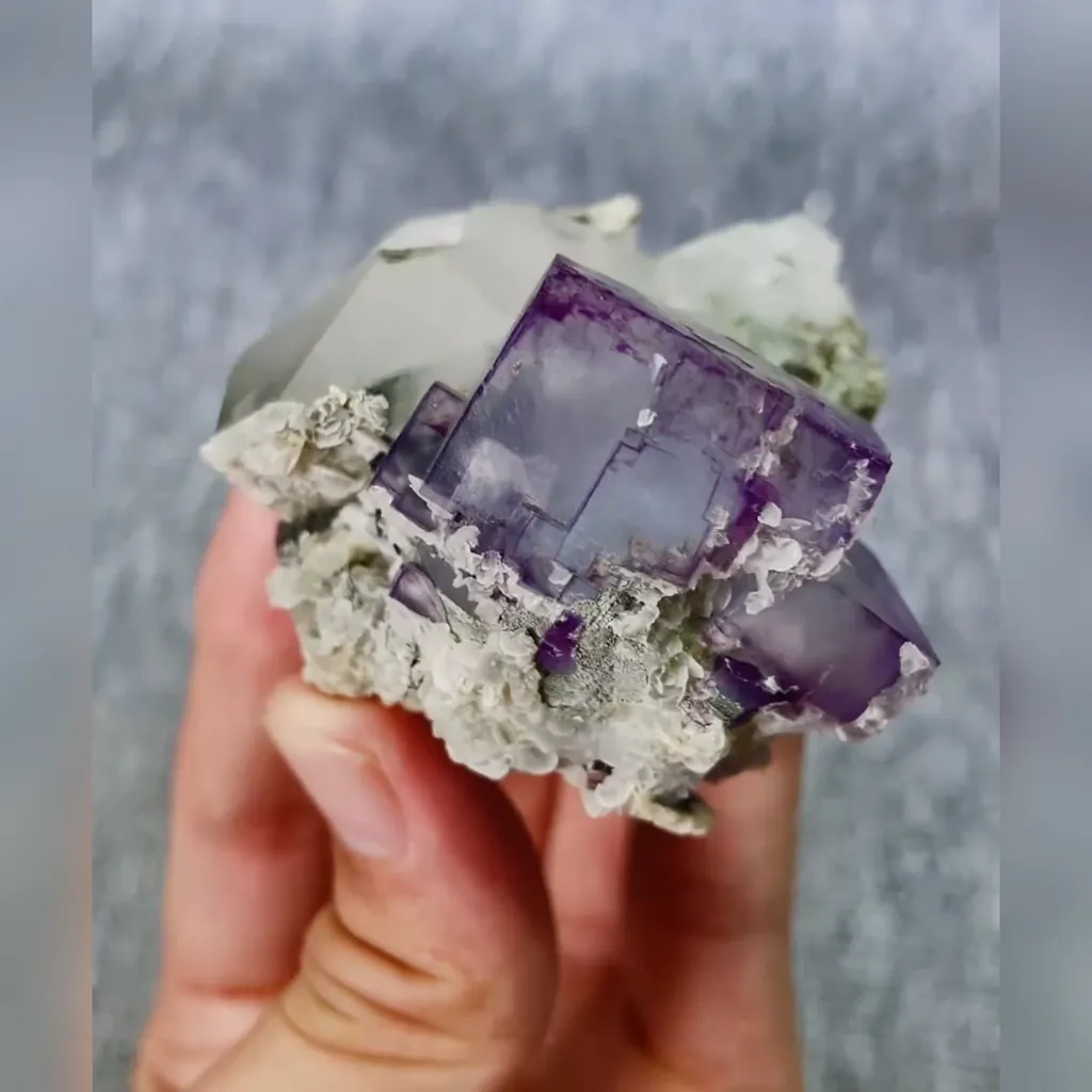 Natural Purple Cubic Fluorite and Quartz Symbiosis comes from Yaogangxian,Hunan 60*70*50MM - image 4