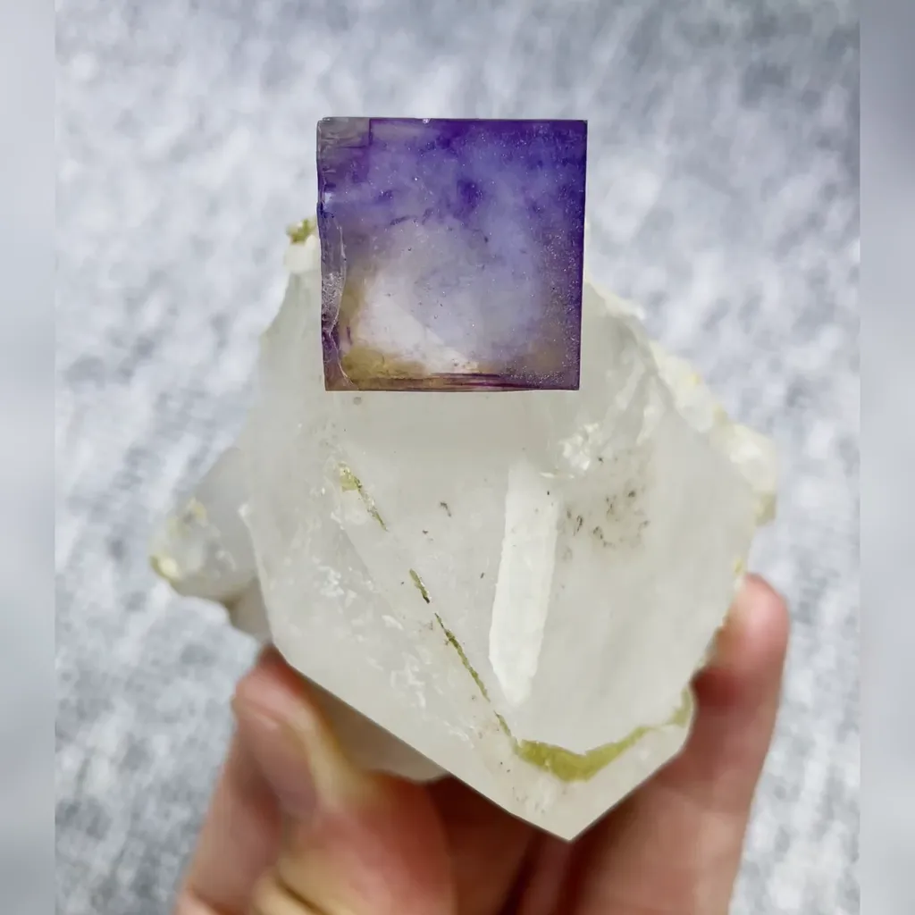 Natural Purple Cubic Fluorite and Quartz Symbiosis comes from Yaogangxian,Hunan 65*60*40MM image