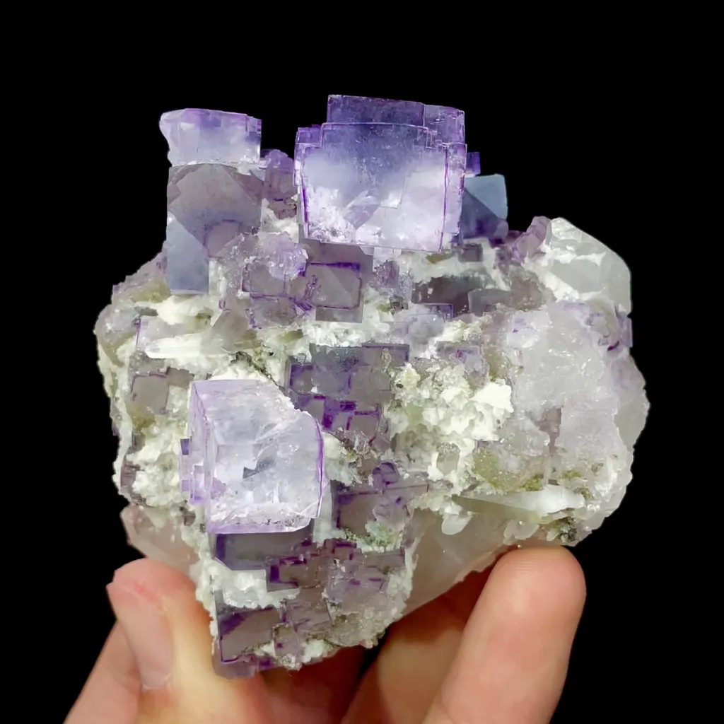 Natural Purple Cubic Fluorite and Quartz Symbiosis comes from Yaogangxian,Hunan 70*65*45MM image