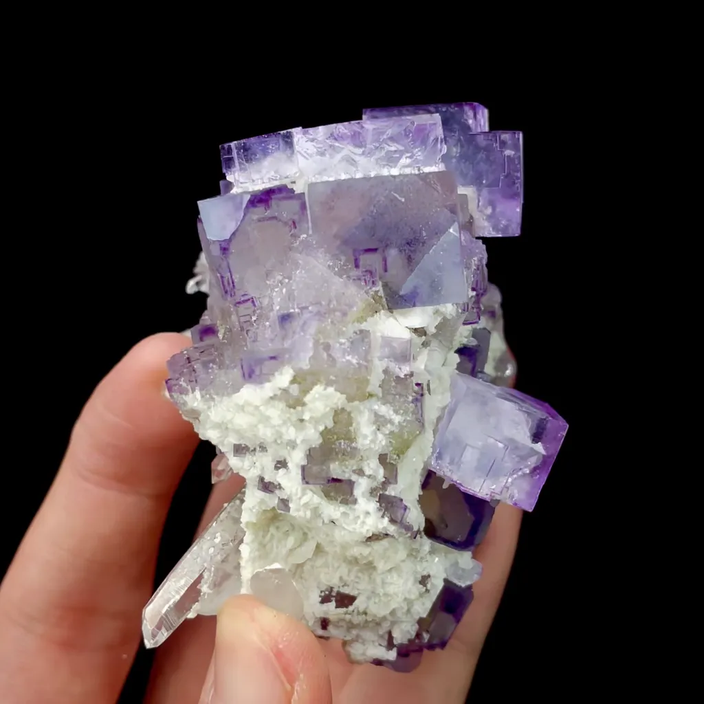 Natural Purple Cubic Fluorite and Quartz Symbiosis comes from Yaogangxian,Hunan 70*65*45MM - image 2