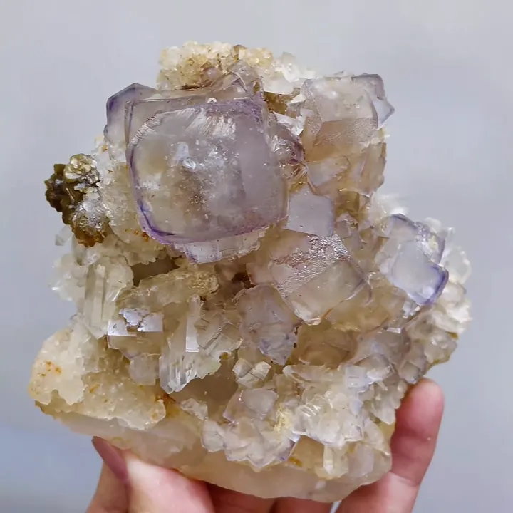 Natural Purple Cubic Fluorite and Quartz Symbiosis comes from Yaogangxian,Hunan  95*100*45MM - image 5