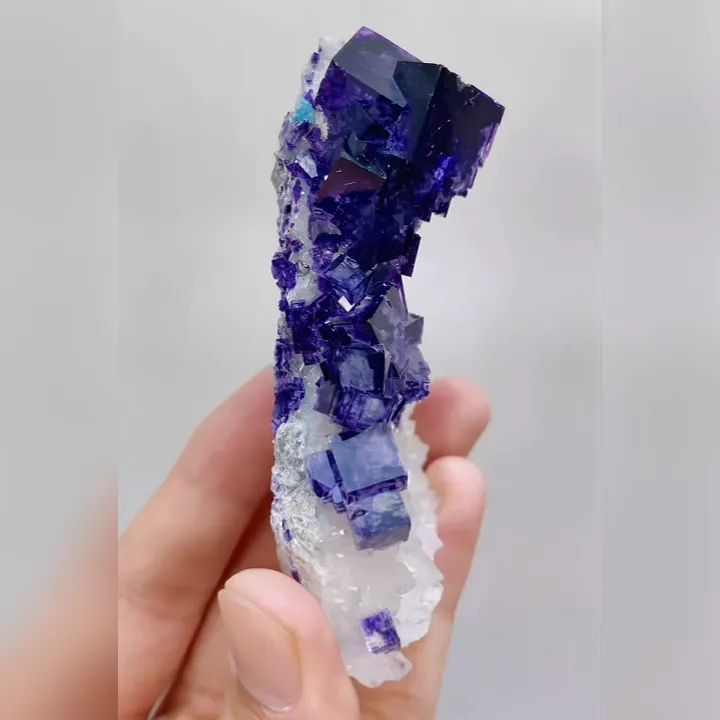 Natural Purple Cubic Fluorite and Quartz Symbiosis comes from Zhejiang,China 50*90*35MM - image 5