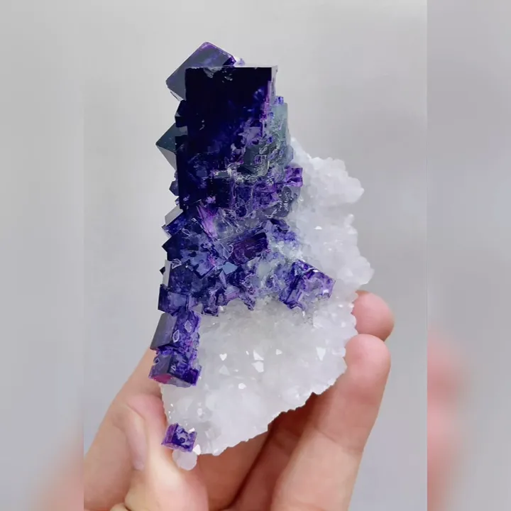 Natural Purple Cubic Fluorite and Quartz Symbiosis comes from Zhejiang,China 50*90*35MM - image 6