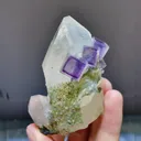 Natural Purple Cubic Fluorite and Quartz Tower Symbiosis comes from Yaogangxian,Hunan 45*35*65MM - image 4