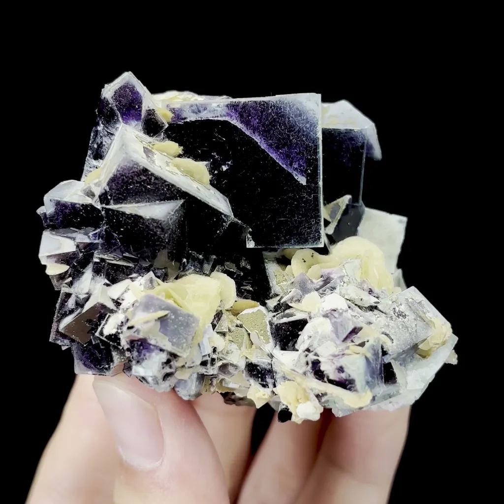 Natural Purple Cubic Fluorite and Siderite Mineral Specimen,High Quality Specimen,YINDU,INNER MONGOLIA,CHINA(50*50*50mm) image