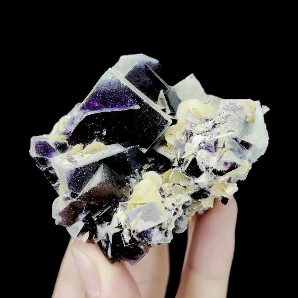 Natural Purple Cubic Fluorite and Siderite Mineral Specimen,High Quality Specimen,YINDU,INNER MONGOLIA,CHINA(50*50*50mm) - image 4