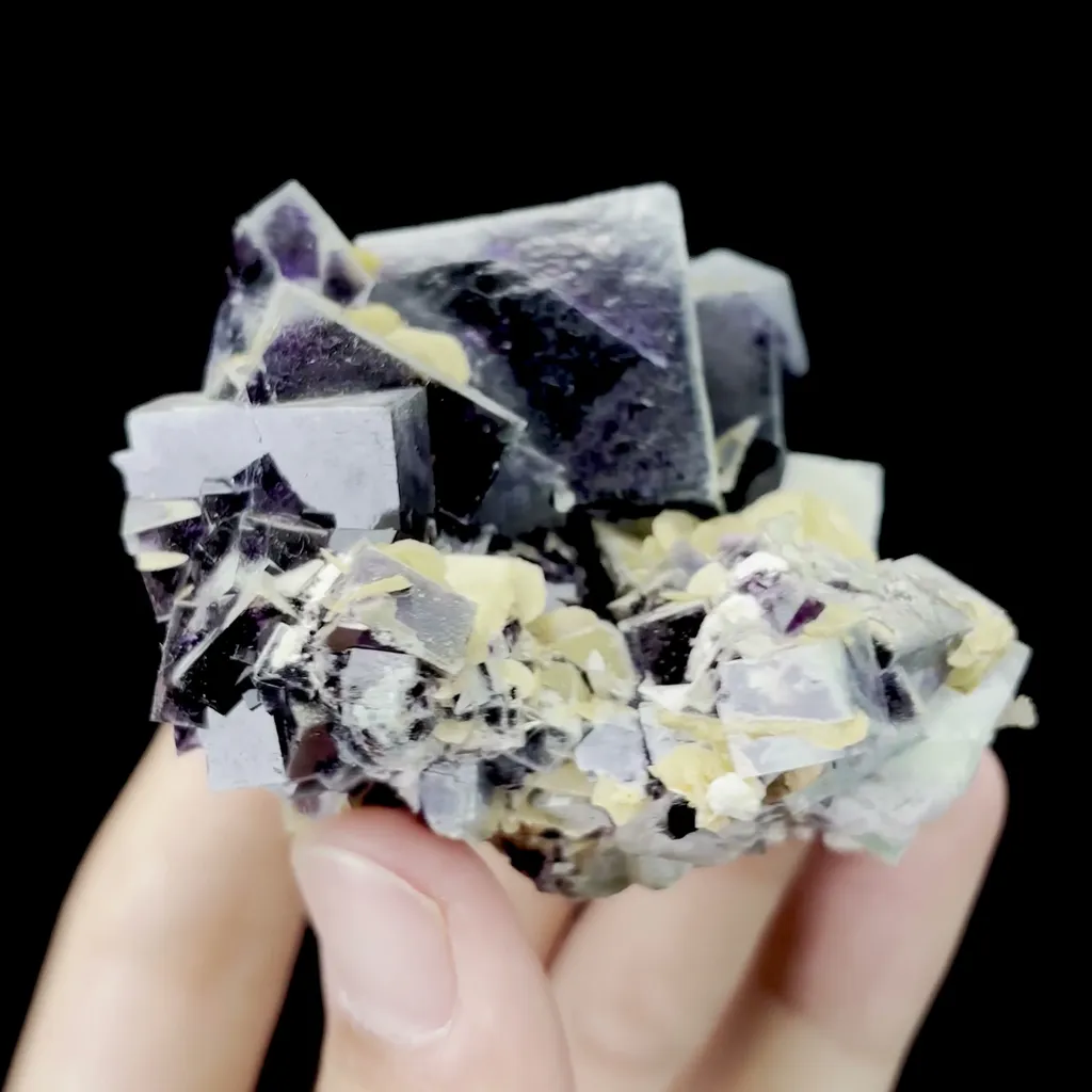 Natural Purple Cubic Fluorite and Siderite Mineral Specimen,High Quality Specimen,YINDU,INNER MONGOLIA,CHINA(50*50*50mm) - image 3