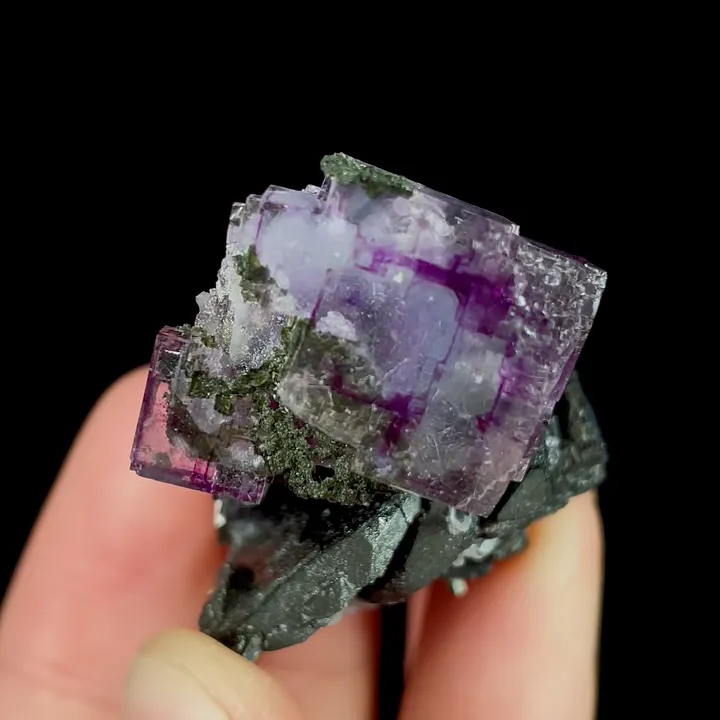 Natural Purple Cubic Fluorite and Wolframite, Mineral Specimen: Yaogangxian,Hunan (30*40*25MM) - image 7