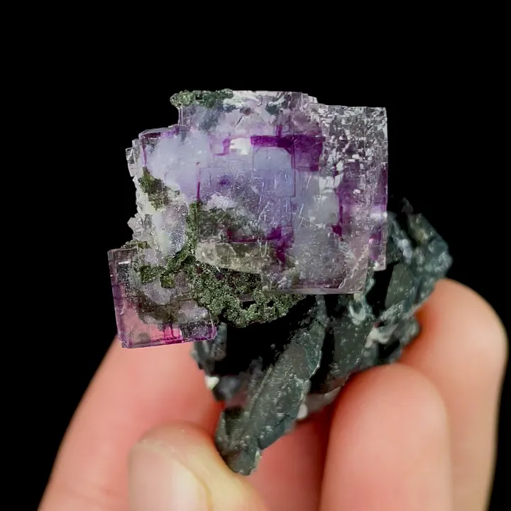 Natural Purple Cubic Fluorite and Wolframite, Mineral Specimen: Yaogangxian,Hunan (30*40*25MM) - image 8