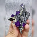 Natural Purple Cubic Fluorite & Black Wolframite, Mineral Specimen: Yaogangxian,Hunan (45*75*35mm) - image 2