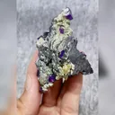 Natural Purple Cubic Fluorite & Black Wolframite, Mineral Specimen: Yaogangxian,Hunan (45*75*35mm) - image 3