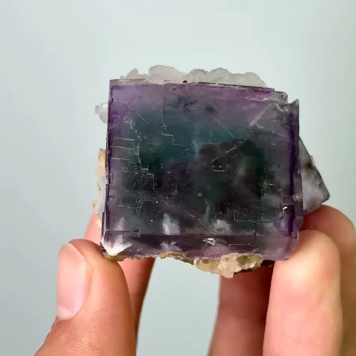 Natural Purple Cubic Fluorite & Calcite,Mineral Specimen : Yaogangxian,Hunan(45*35*35mm) - image 4