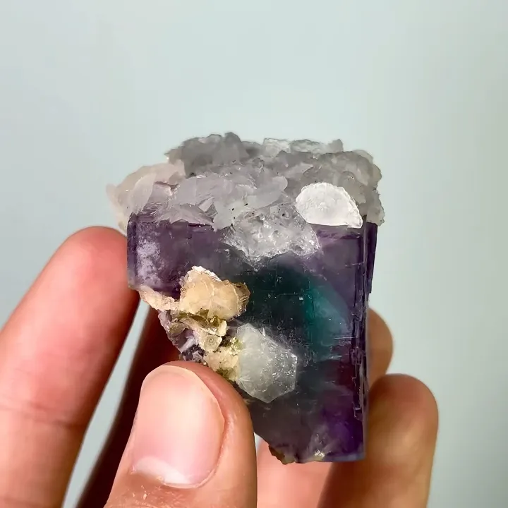 Natural Purple Cubic Fluorite & Calcite,Mineral Specimen : Yaogangxian,Hunan(45*35*35mm) - image 5