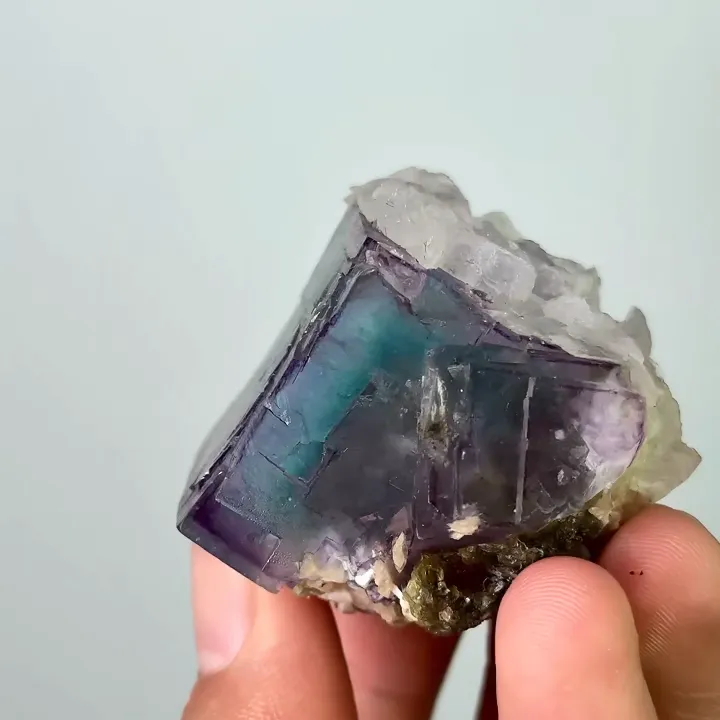 Natural Purple Cubic Fluorite & Calcite,Mineral Specimen : Yaogangxian,Hunan(45*35*35mm) - image 3