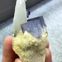 Natural Purple Cubic Fluorite coexists with Quartz and Flaky Calcite comes from Yaogangxian,Hunan 30*30*50MM - image 4