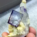 Natural Purple Cubic Fluorite coexists with Quartz and Flaky Calcite comes from Yaogangxian,Hunan 30*30*50MM - image 1
