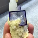 Natural Purple Cubic Fluorite coexists with Quartz and Flaky Calcite comes from Yaogangxian,Hunan 30*30*50MM - image 3