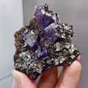 Natural Purple Cubic Fluorite coexists with Toxic Sand comes from Yaogangxian,Hunan 50*25*55MM - image 1