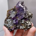 Natural Purple Cubic Fluorite coexists with Toxic Sand comes from Yaogangxian,Hunan 50*25*55MM - image 2