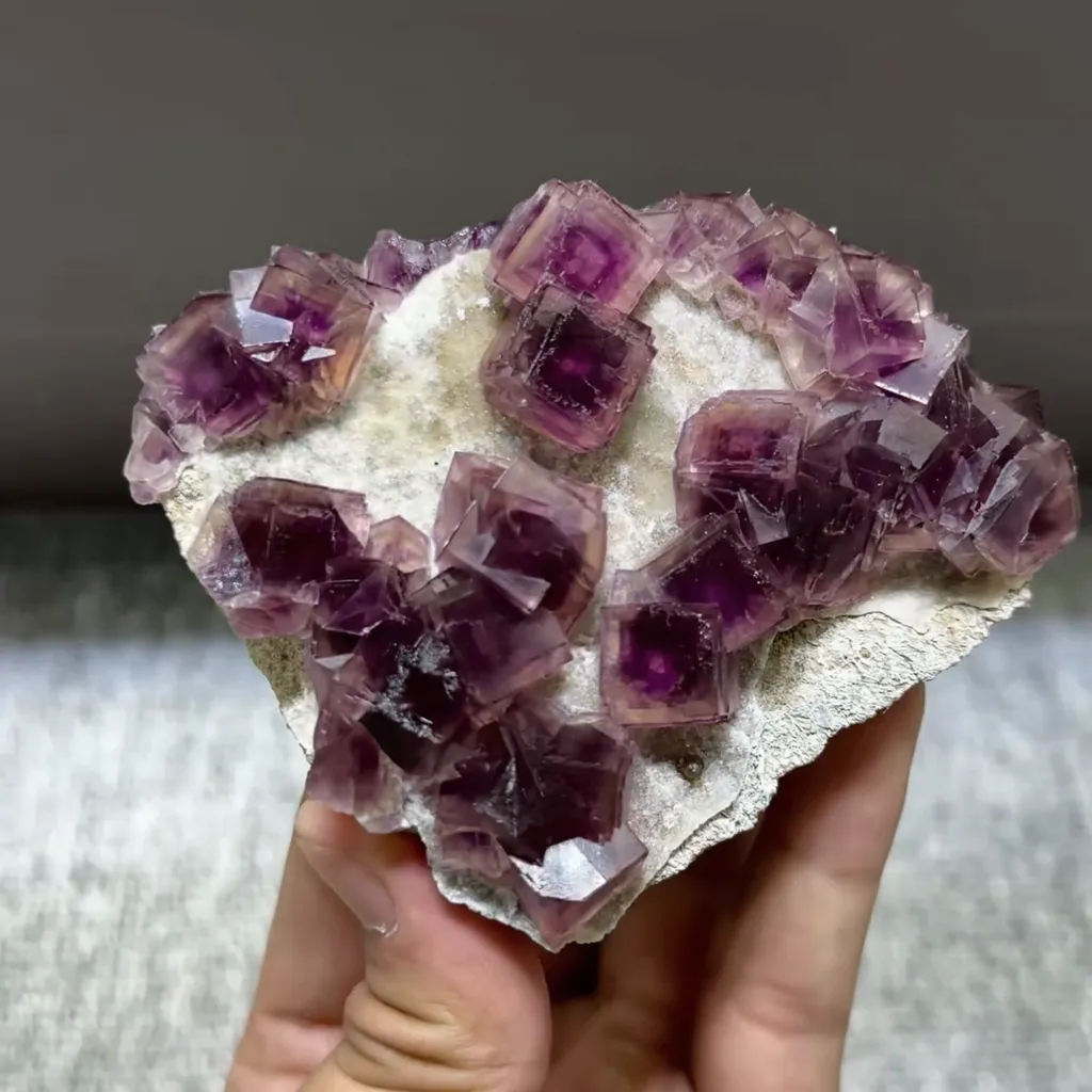 Natural Purple Cubic Fluorite comes from Anhui,China 105*80*25MM image