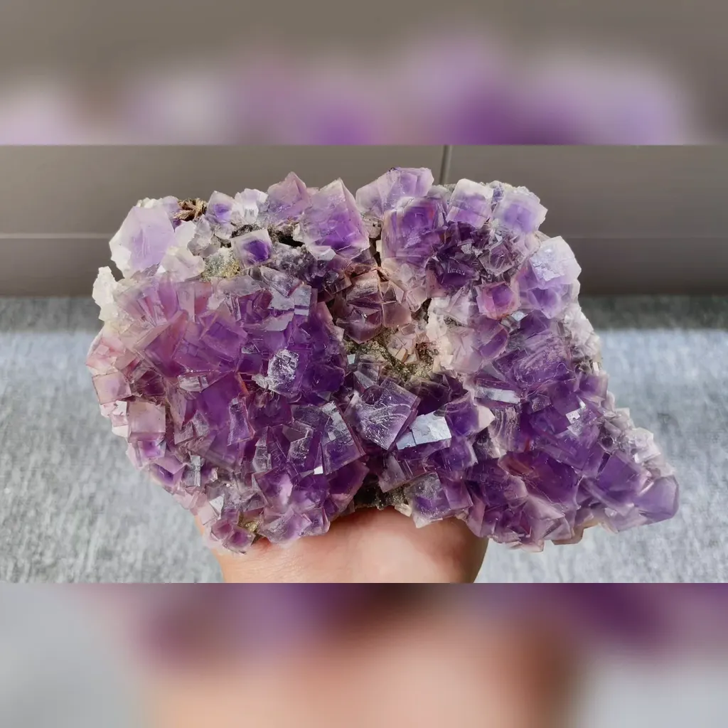 Natural Purple Cubic Fluorite comes from Anhui,China 155*95*40MM image