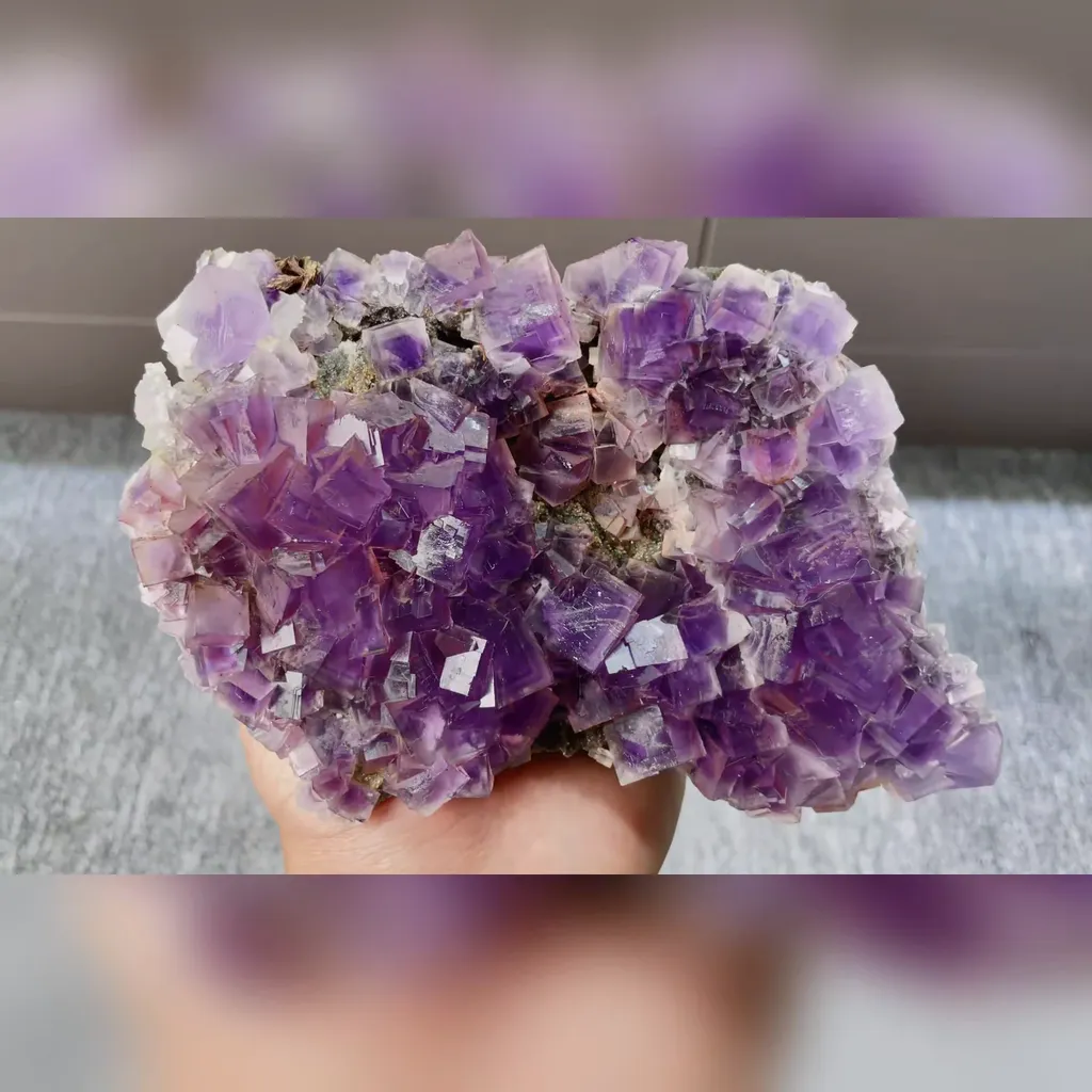 Natural Purple Cubic Fluorite comes from Anhui,China 155*95*40MM - image 3