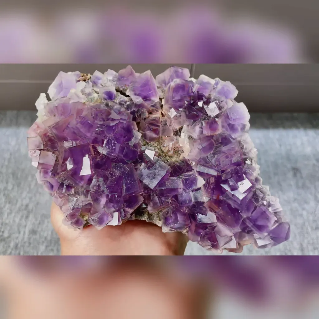Natural Purple Cubic Fluorite comes from Anhui,China 155*95*40MM - image 2