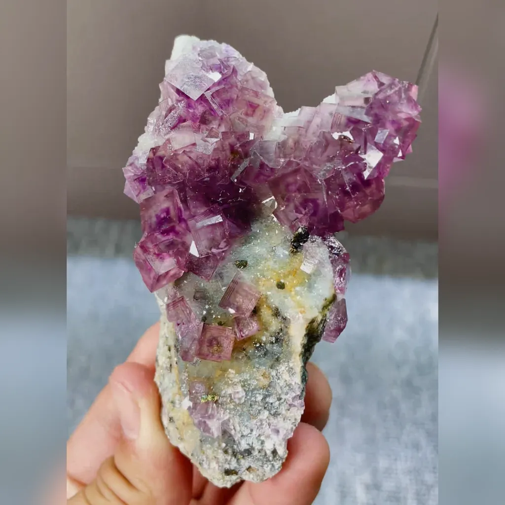 Natural Purple Cubic Fluorite comes from Anhui,China 50*80*35MM image