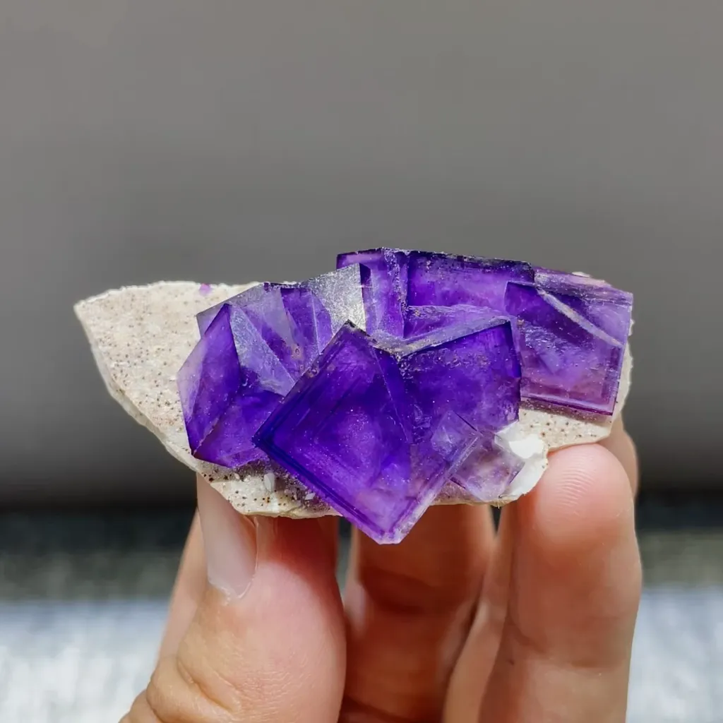 Natural Purple Cubic Fluorite comes from Anhui,China 60*30*20MM image