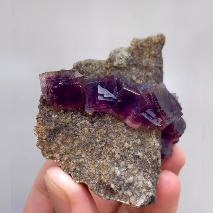Natural Purple Cubic Fluorite comes from Anhui,China 60*70*35MM image