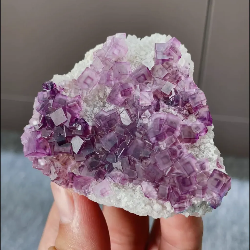 Natural Purple Cubic Fluorite comes from Anhui,China 65*60*20MM image
