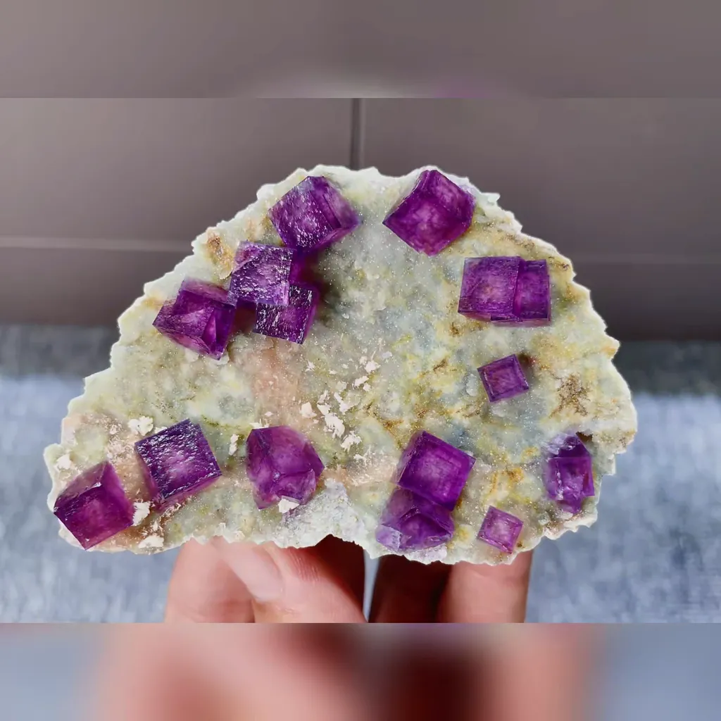 Natural Purple Cubic Fluorite comes from Anhui,China 95*65*20MM - image 2
