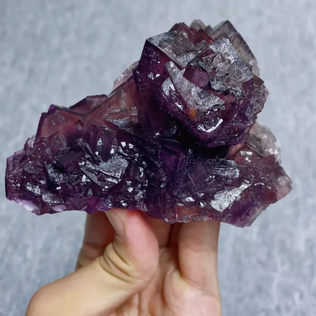 Natural Purple Cubic Fluorite comes from Henan,China 105*80*45MM image