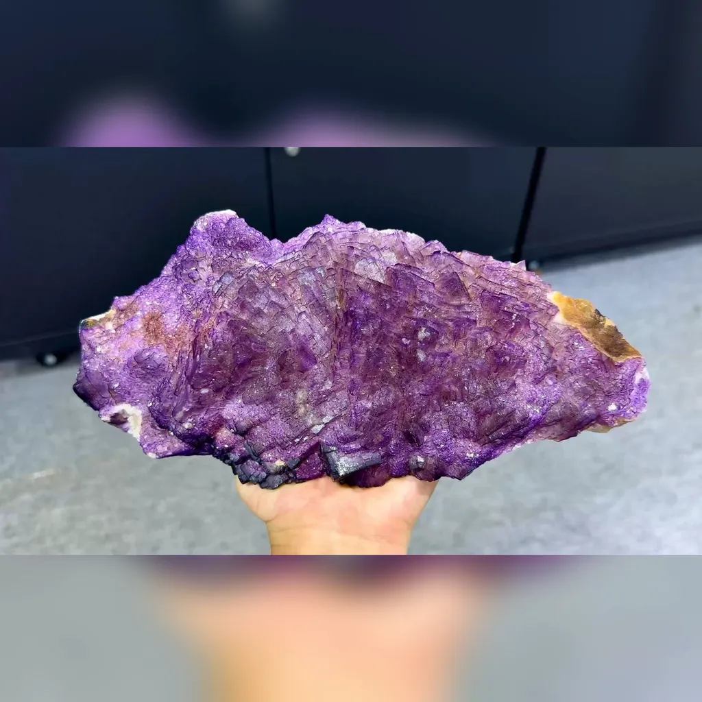 Natural Purple Cubic Fluorite comes from Henan,China 260*115*50MM image