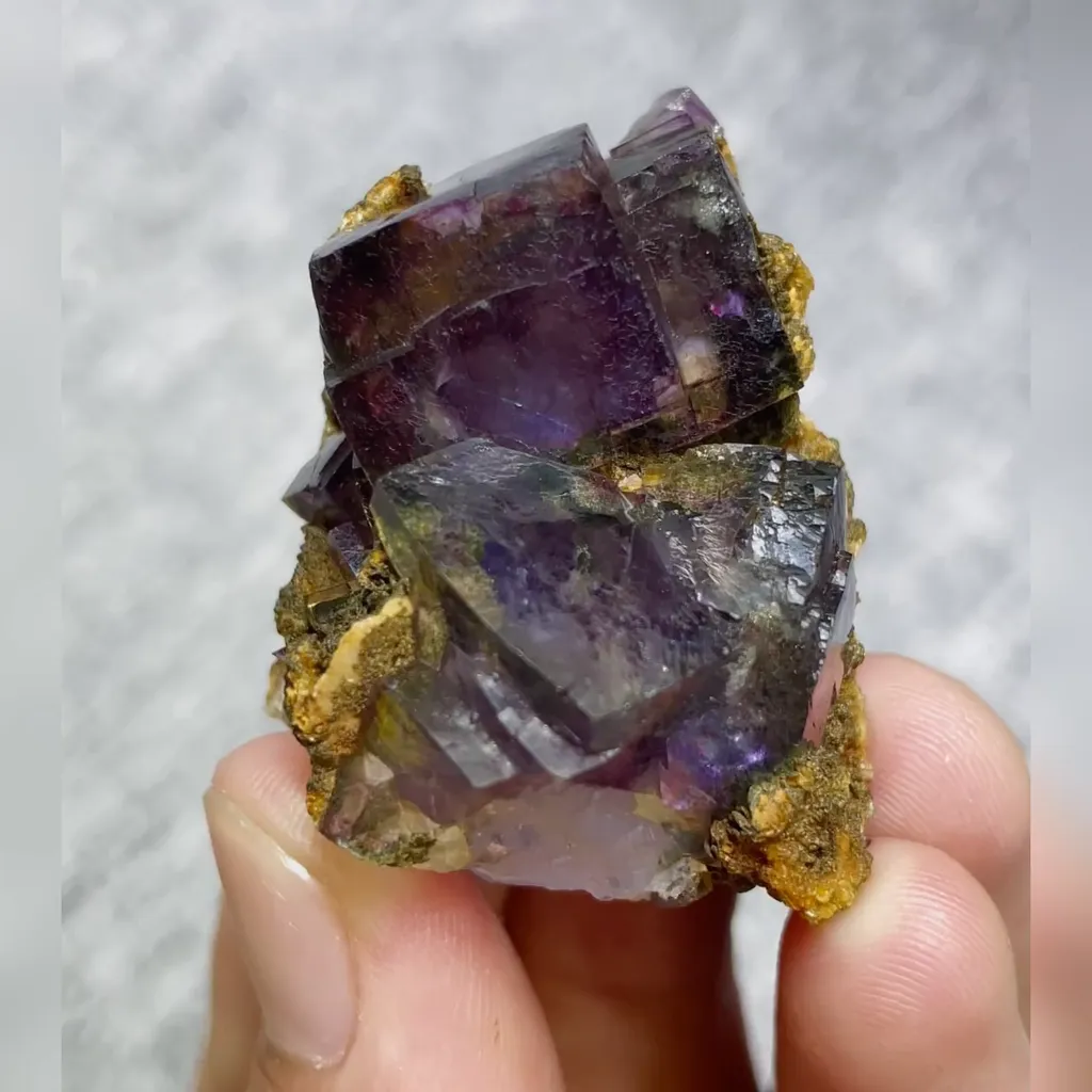Natural Purple Cubic Fluorite comes from Inner Mongolia,China  30*40*30MM image
