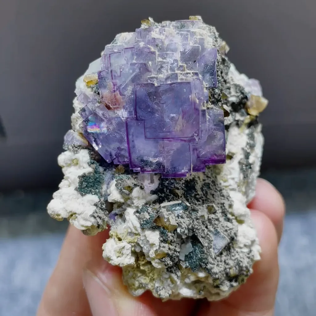 Natural Purple Cubic Fluorite comes from Yaogangxian,Hunan 50*25*55MM image