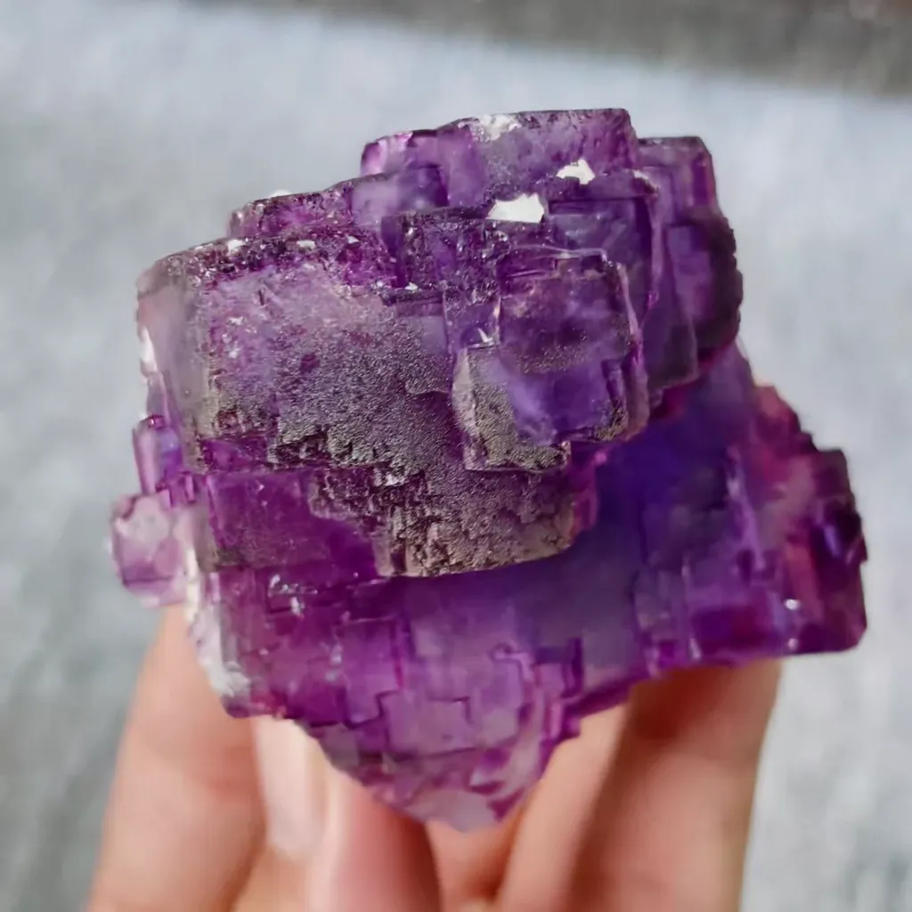 Natural Purple Cubic Fluorite comes from Yaogangxian,Hunan 50*55*40MM - image 4