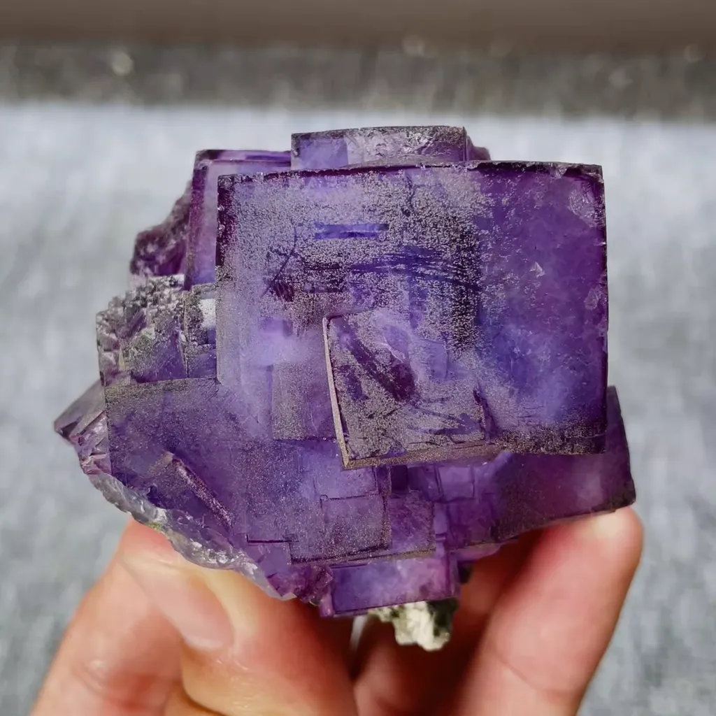 Natural Purple Cubic Fluorite comes from Yaogangxian,Hunan 65*55*40MM image