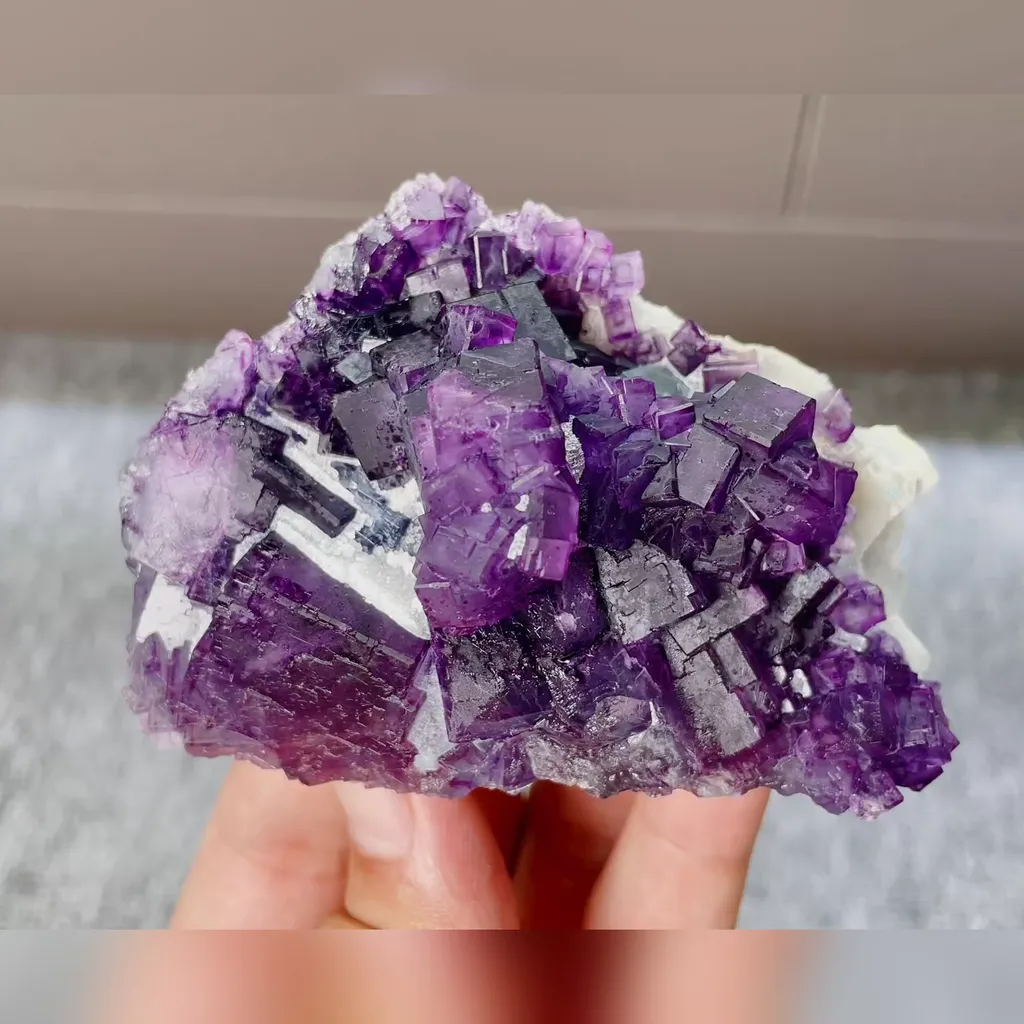 Natural Purple Cubic Fluorite comes from Zhejiang,China 85*60*35MM image