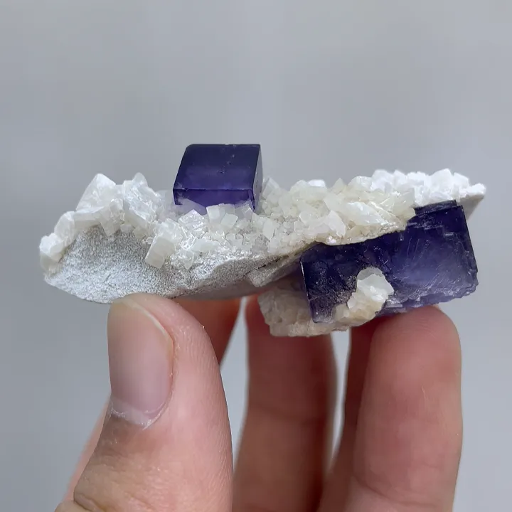 Natural Purple Cubic Fluorite & Dolomite,Mineral Specimen: Xinjiang,China（60*35*25MM） image